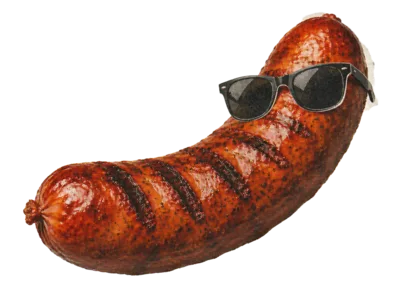 Klobása so slnečnými okuliarmi